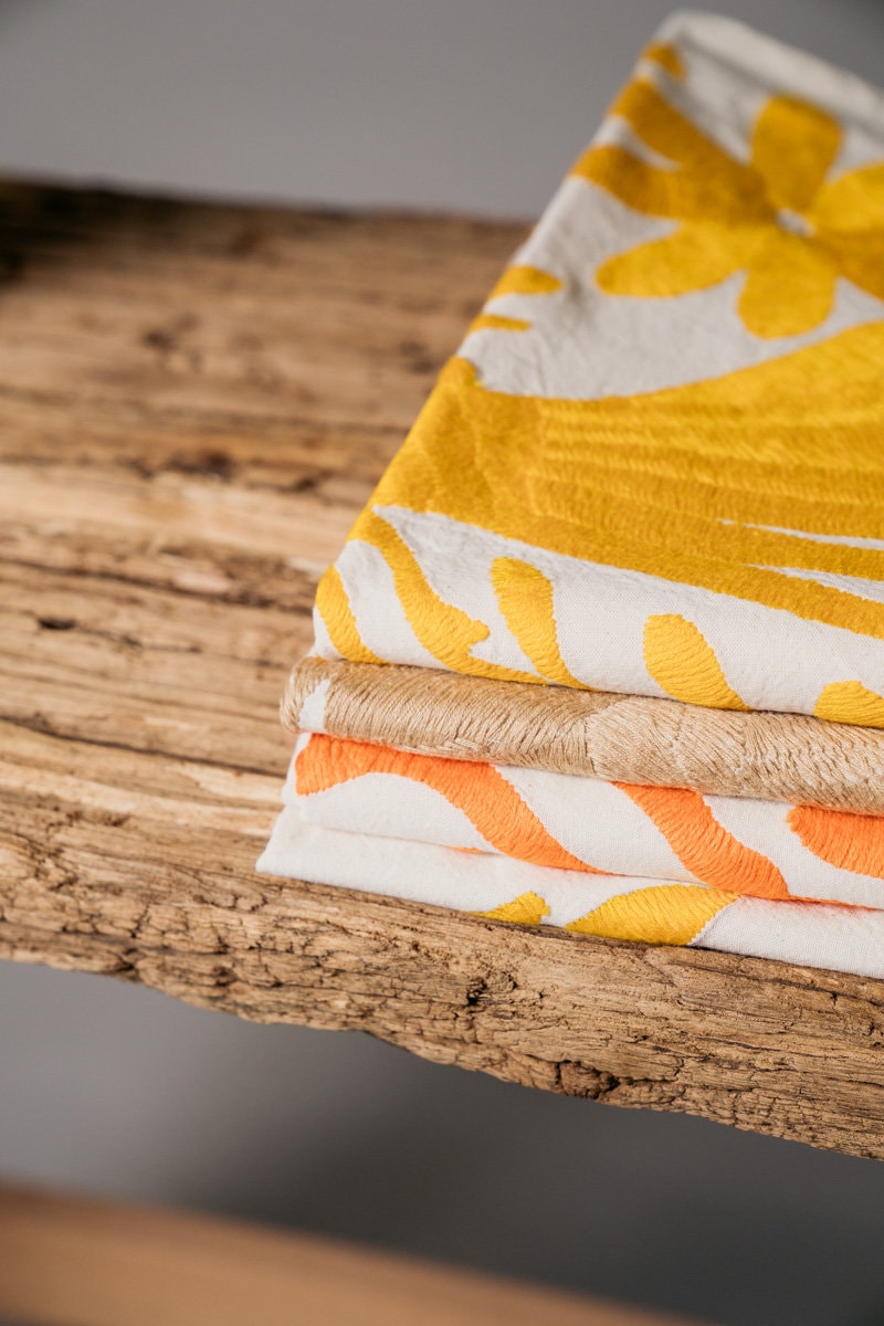 Otomi Table Runner | Mexican Table Runner | Otomi | Large Embroidery | Yellow quiet path from Tenango de Doria