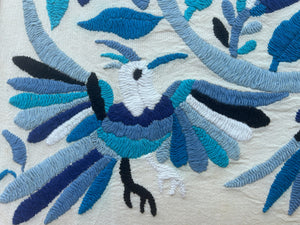 Mexican Tapestry Wall Art | Embroidered Wall Art | Otomi Embroidery Pattern | Lucky Peacock | Embroidered Wall Hanging from Tenango de Doria