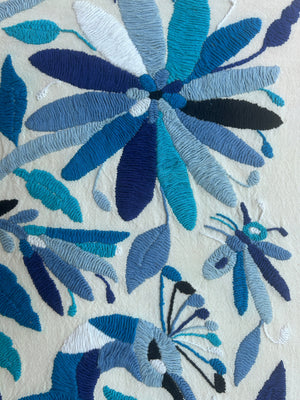 Mexican Tapestry Wall Art | Embroidered Wall Art | Otomi Embroidery Pattern | Lucky Peacock | Embroidered Wall Hanging from Tenango de Doria