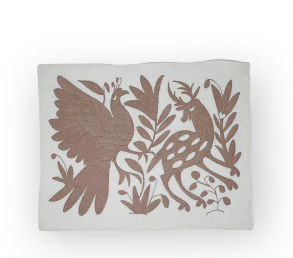 Boho Wall Art Small | Otomi Embroidery Pattern | Unique Art Gift | Custom Frame | Otomi Natalia Royal Tan from Tenango de Doria