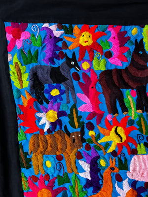 Hand Embroidered Wall Hanging | Mexican Wall Art | Framed Textiles | Black Forest | Mexican Home Decor from San Cristobal de las Casas