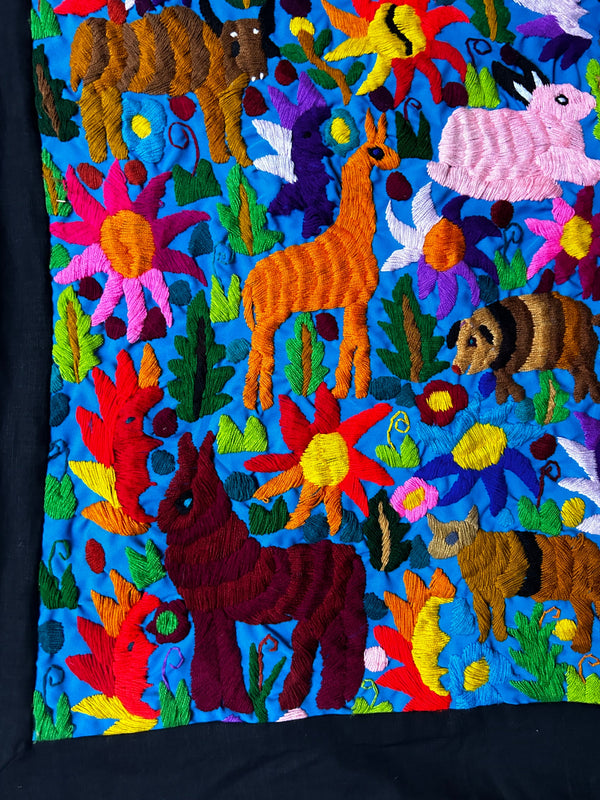 Hand Embroidered Wall Hanging | Mexican Wall Art | Framed Textiles | Black Forest | Mexican Home Decor from San Cristobal de las Casas