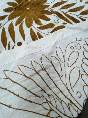 Mexican Tapestry Wall Art | Boho Embroidery | Embroidered Wall Art | Interior Design Art | Custom Embroidery Art | Otomi Ochre Garden