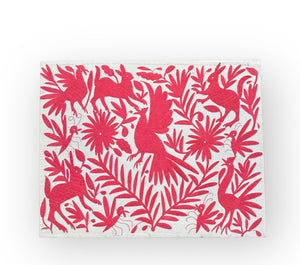 Mexican Wall Art | Otomi Embroidery Pattern | Salmon Textile | Embroidered Wall Art | Boho Embroidery from Tenango de Doria