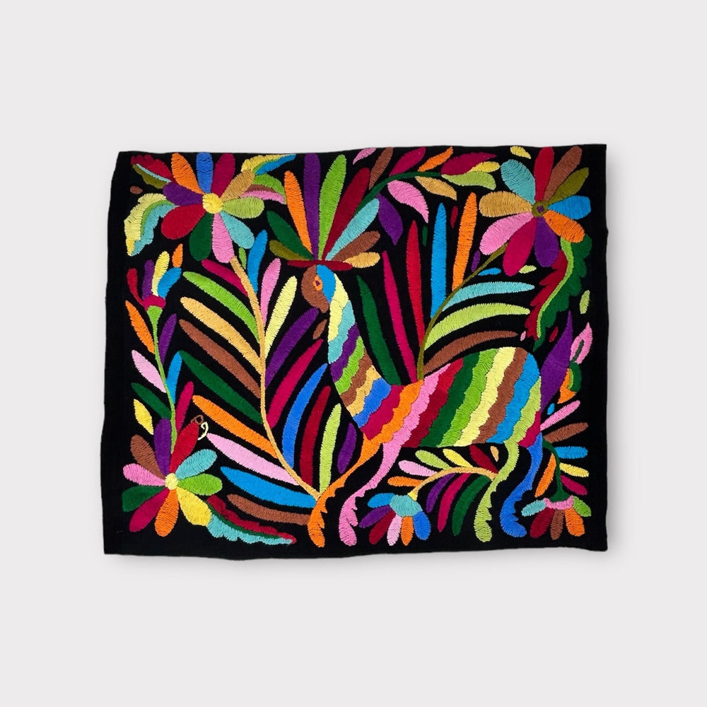 Custom Placemats | Folk Art Mexican | Boho Embroidery | Otomi Dark Rainbow Dining room accessories