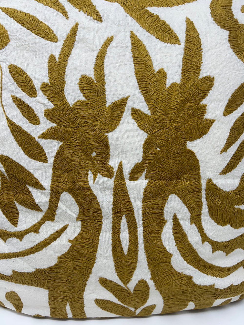 Mexican Folk Art pillow | Boho Embroidery | Large Otomi Ochre Dream | Unique accent pillow from Tenango de Doria, insert included