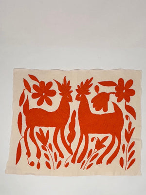 Boho Wall Art Small | Otomi Embroidery Pattern | Unique Art Gift | Custom Frame | Otomi Natalia Royal Orange from Tenango de Doria