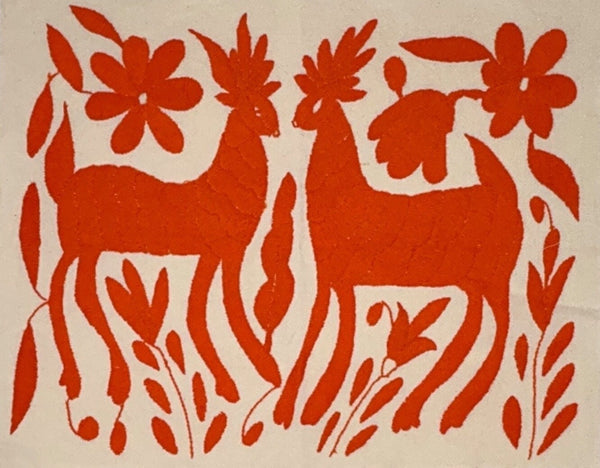 Boho Wall Art Small | Otomi Embroidery Pattern | Unique Art Gift | Custom Frame | Otomi Natalia Royal Orange from Tenango de Doria