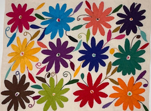 Boho Wall Art Small | Otomi Embroidery Pattern | Unique Art Gift | Custom Frame | Otomi Natalia Royal Rainbow from Tenango de Doria