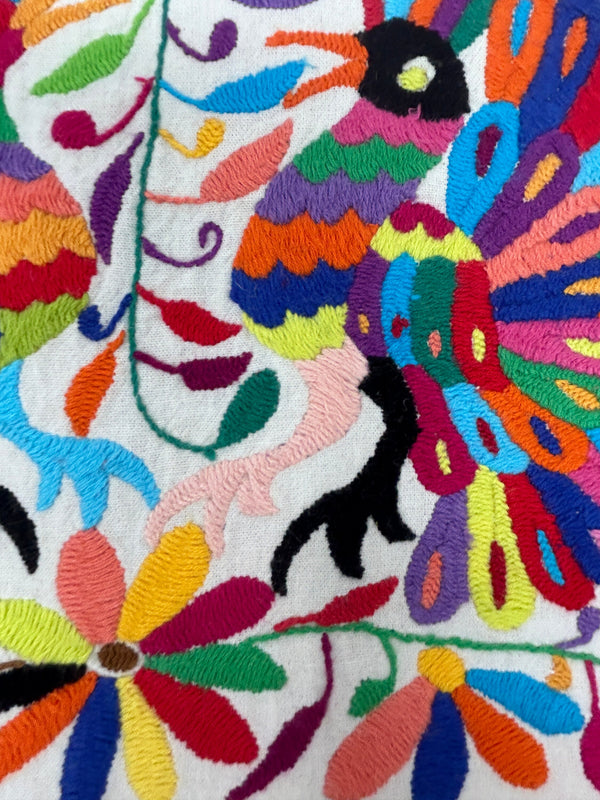 Framed Hand Embroidered Otomi Miniature | Mexican Textile Wall Art | Peacock Romance | Collector Edition | Unique Wall Decor