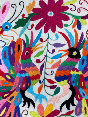 Framed Hand Embroidered Otomi Miniature | Mexican Textile Wall Art | Peacock Romance | Collector Edition | Unique Wall Decor