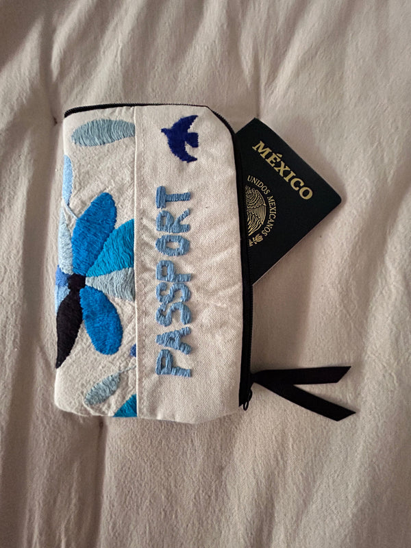 Passport Holder Personalized | Hand Embroidered Otomi Travel Case | Embroidered Zipper Pouch | Anniversary present for wife