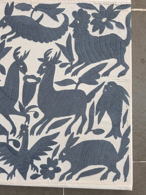 Mexican Tapestry Wall Art | Boho Embroidery | Otomi Gloria Grey dreams | Otomi embroidery pattern | Custom Embroidery Art | Tenango de Doria