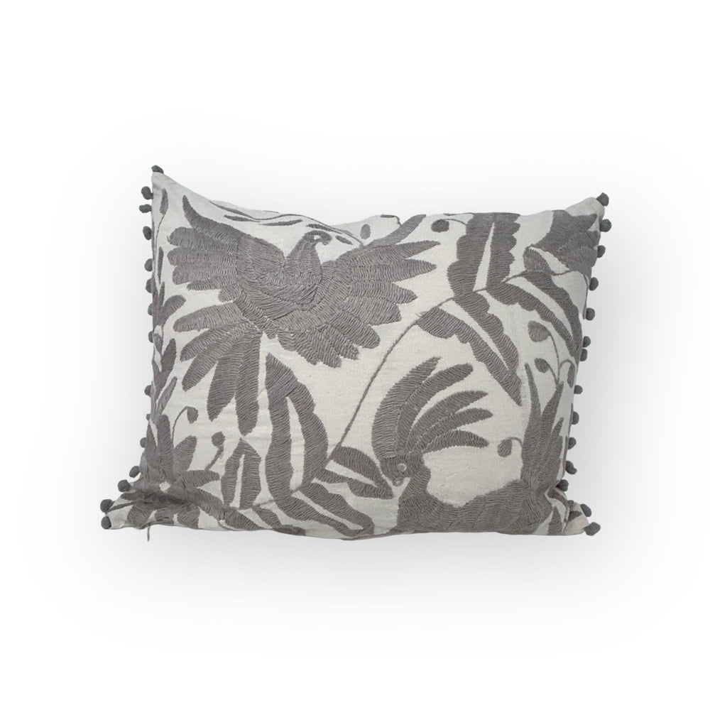 Otomi embroidery pillow | Mexican embroidery | Silver Dream | Mexican cushion from Tenango de Doria | One of a Kind | Pillow insert included