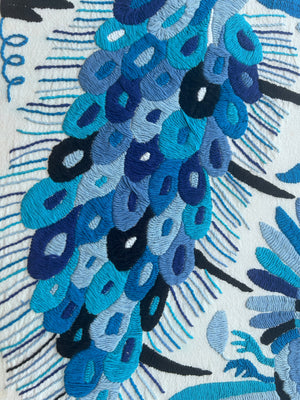 Mexican Tapestry Wall Art | Embroidered Wall Art | Otomi Embroidery Pattern | Lucky Peacock | Embroidered Wall Hanging from Tenango de Doria