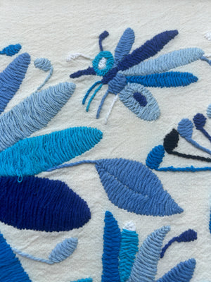 Mexican Tapestry Wall Art | Embroidered Wall Art | Otomi Embroidery Pattern | Lucky Peacock | Embroidered Wall Hanging from Tenango de Doria