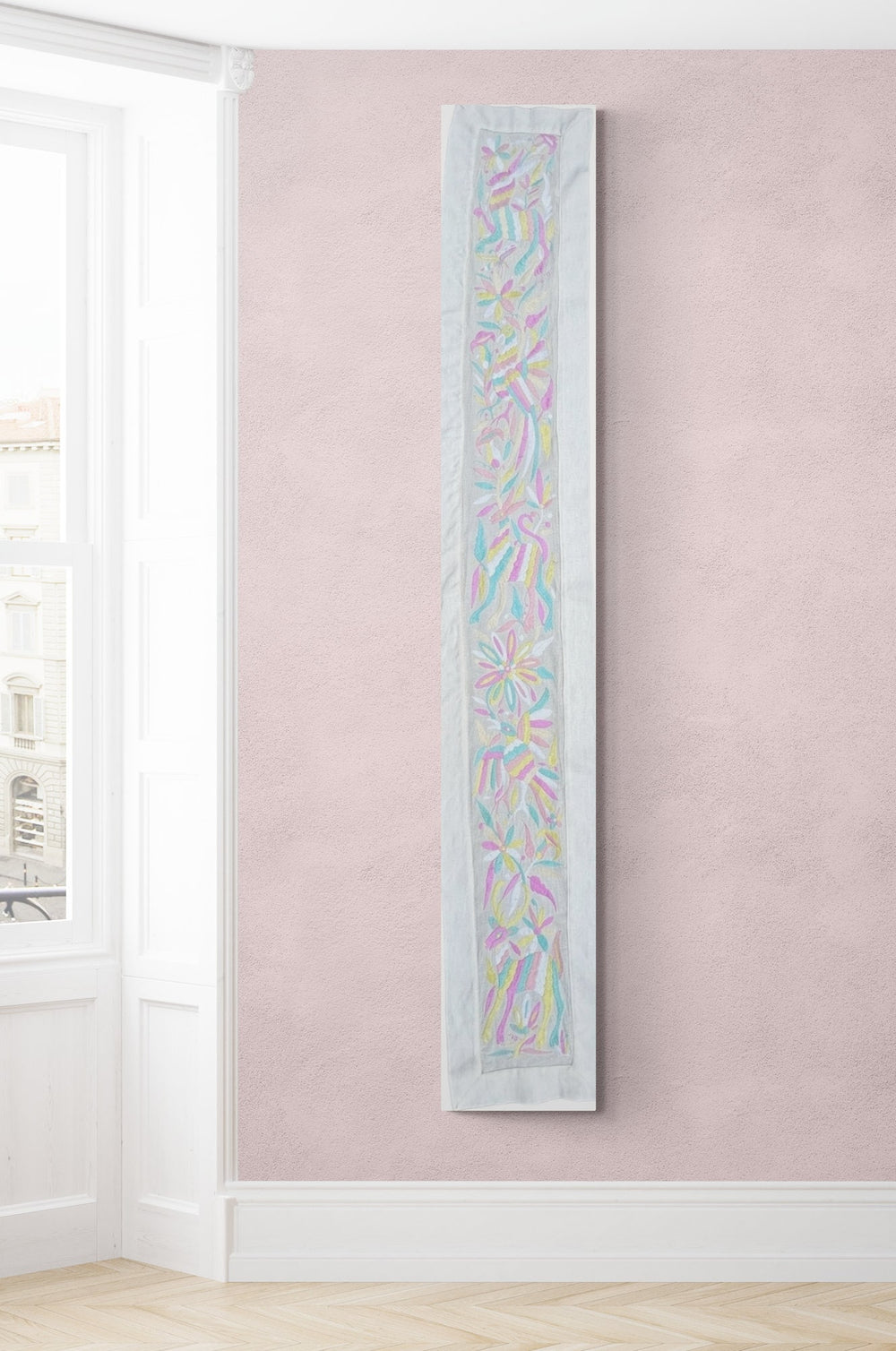 XS Otomi Table Runner | Mexican Table Runner | Otomi | Hand Embroidered | Pastel quiet path from Tenango de Doria