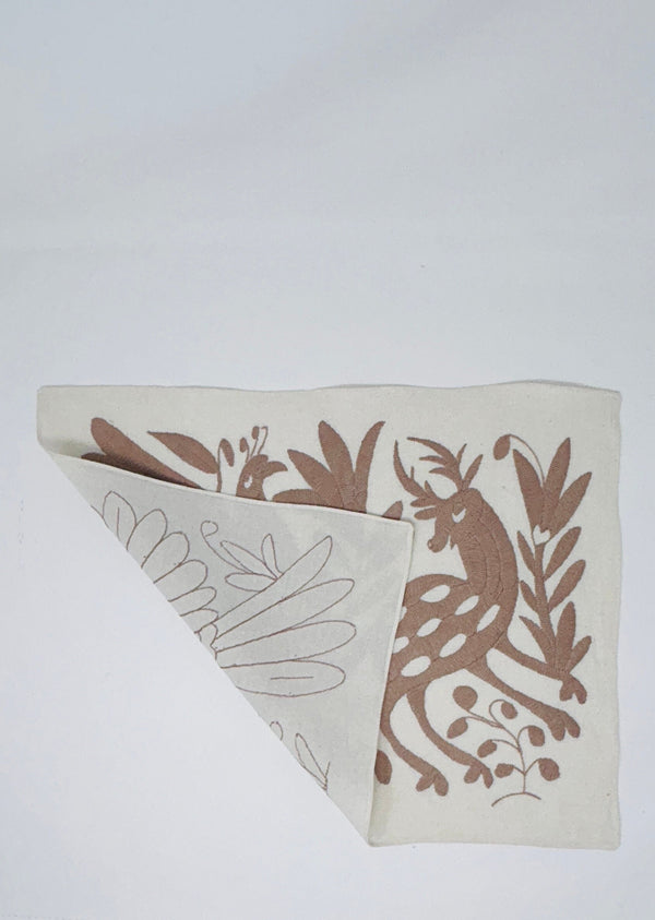 Boho Wall Art Small | Otomi Embroidery Pattern | Unique Art Gift | Custom Frame | Otomi Natalia Royal Tan from Tenango de Doria