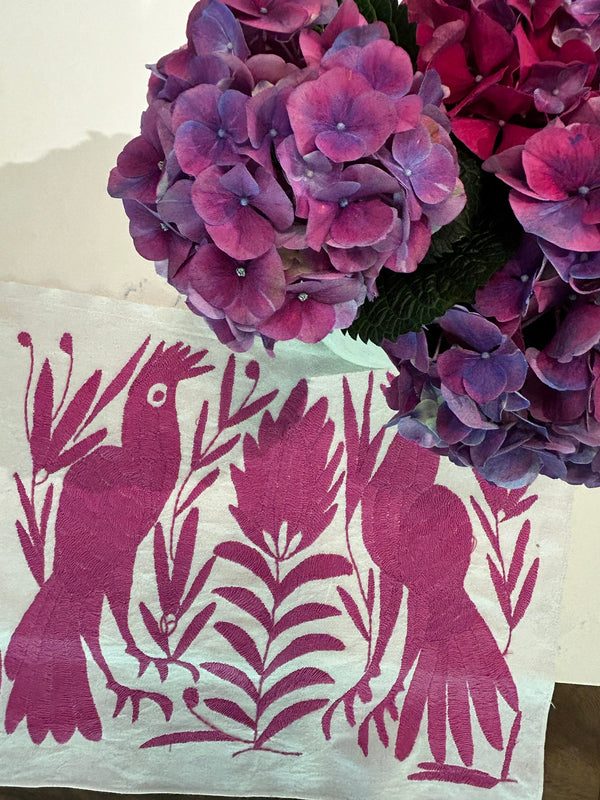 Boho Wall Art Small | Otomi Embroidery Pattern | Unique Art Gift | Custom Frame | Otomi Natalia Royal Lilac from Tenango de Doria
