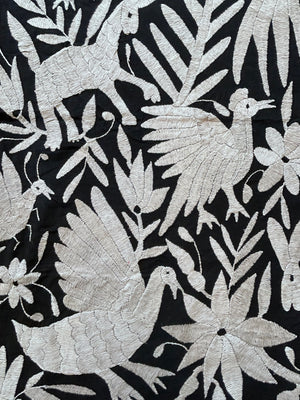 Otomi Embroidery Pattern | Boho Embroidery | Custom embroidery Art | Custom Frame | Silver Grey & Black Garden from Tenango de Doria