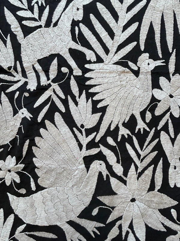 Otomi Embroidery Pattern | Boho Embroidery | Custom embroidery Art | Custom Frame | Silver Grey & Black Garden from Tenango de Doria
