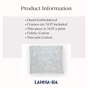 Otomi Embroidery Pattern | Boho Embroidery | Custom embroidery Art | Artistic Framing | Otomi White Garden from Tenango de Doria