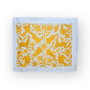Otomi Embroidery Pattern | Boho Embroidery | Custom embroidery Art | Embroidered Wall Art | Otomi Mango Yellow Garden from Tenango de Doria