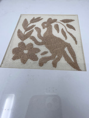 Framed Tan Otomi Emboridery | A collected textile piece for layered walls