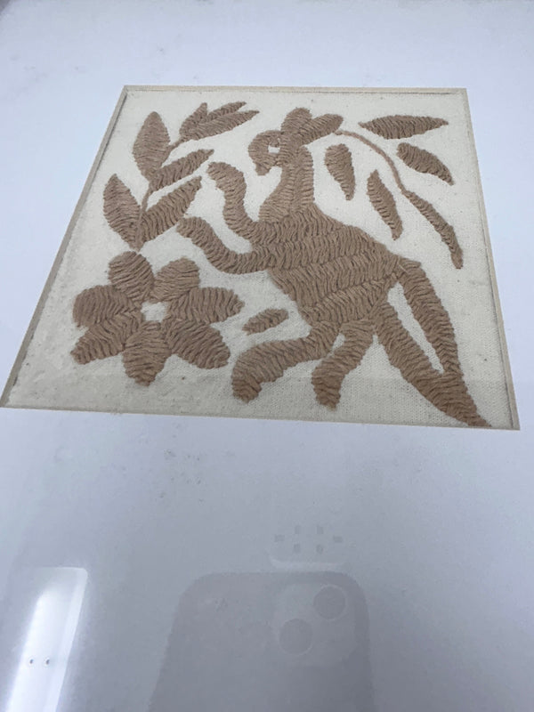 Framed Tan Otomi Emboridery | A collected textile piece for layered walls