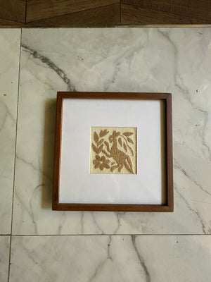 Framed Tan Otomi Emboridery | A collected textile piece for layered walls