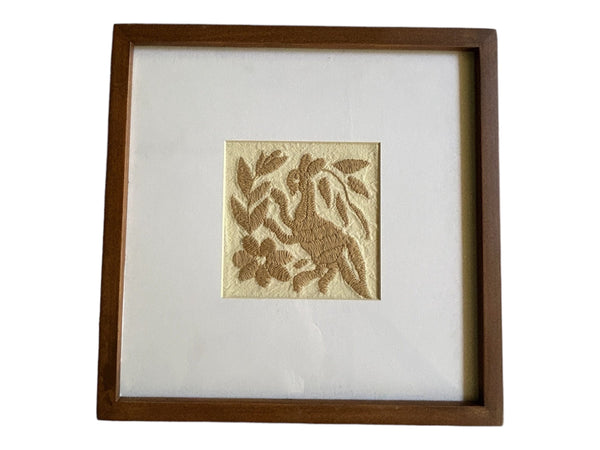 Framed Tan Otomi Emboridery | A collected textile piece for layered walls