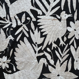 Otomi Embroidery Pattern | Boho Embroidery | Custom embroidery Art | Custom Frame | Silver Grey & Black Garden from Tenango de Doria