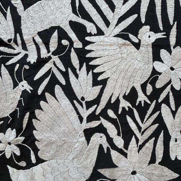 Otomi Embroidery Pattern | Boho Embroidery | Custom embroidery Art | Custom Frame | Silver Grey & Black Garden from Tenango de Doria