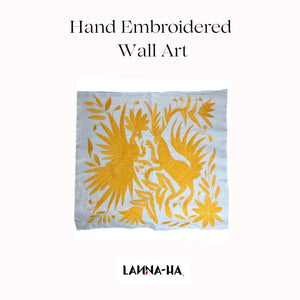 Otomi Hand embroidered Wall Hanging | Mexican Embroidery Art | Yellow dream