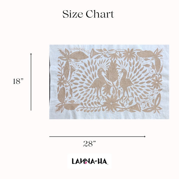 Medium Boho Wall Hanging | Floating Frame | Gift for Art Lover | Boho Embroidery | Otomi Tan Sky from Tenango de Doria
