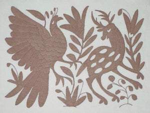 Boho Wall Art Small | Otomi Embroidery Pattern | Unique Art Gift | Custom Frame | Otomi Natalia Royal Tan from Tenango de Doria