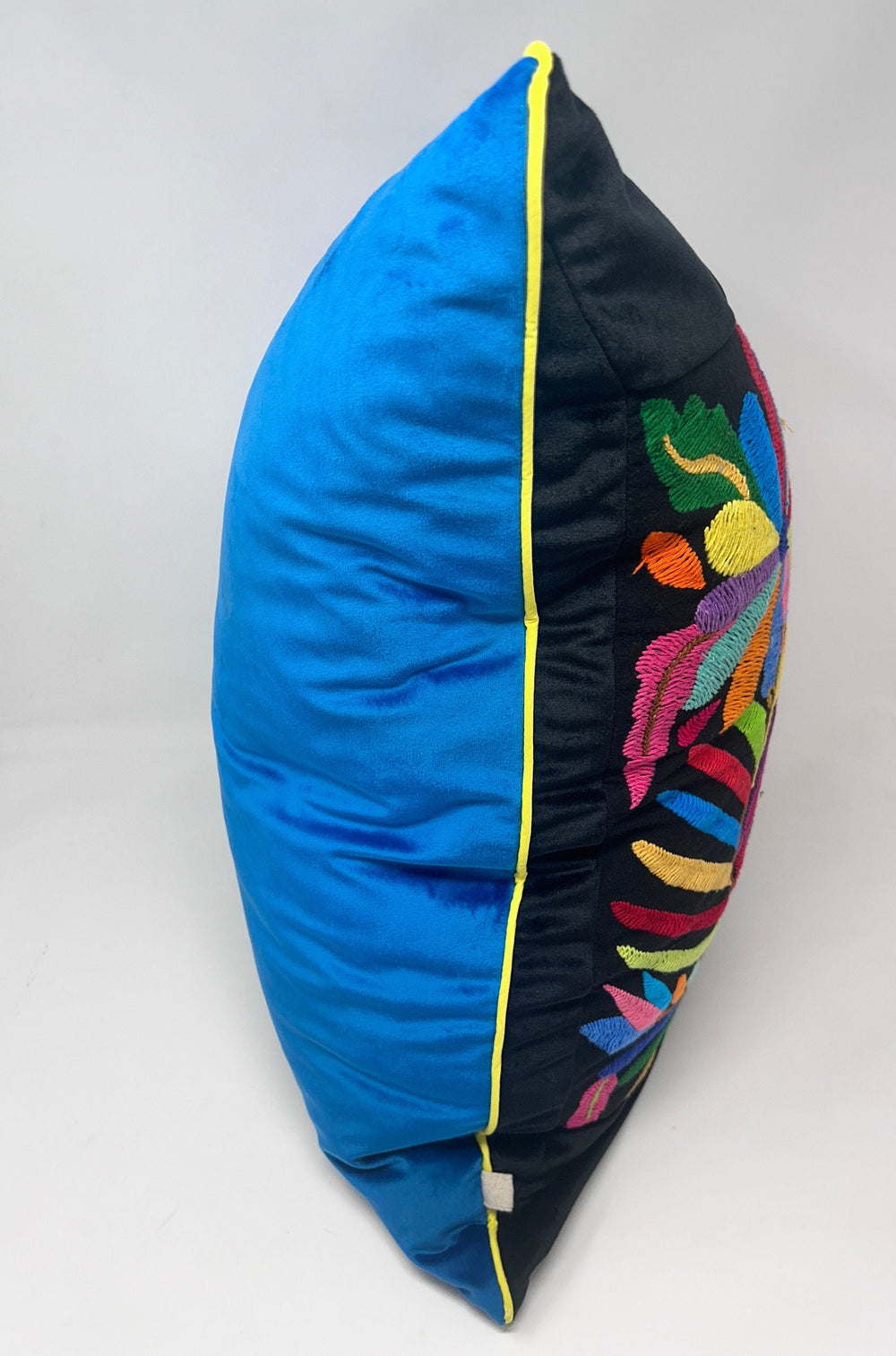 Mexican Folk Art Pillow | Boho Embroidery | Otomi embroidery Art | Rainbow & Black dream | Unique accent Pillow, insert included