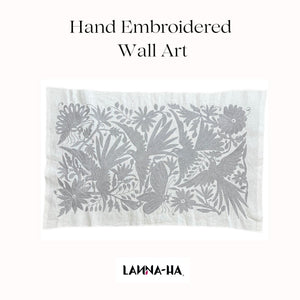 Mexican Tapestry Wall Art | Embroidered Wall Art | Boho Embroidery | Otomi embroidery Pattern in Silver dream from Tenango de Doria