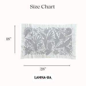 Mexican Tapestry Wall Art | Embroidered Wall Art | Boho Embroidery | Otomi embroidery Pattern in Silver dream from Tenango de Doria