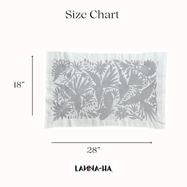 Mexican Tapestry Wall Art | Embroidered Wall Art | Boho Embroidery | Otomi embroidery Pattern in Silver dream from Tenango de Doria