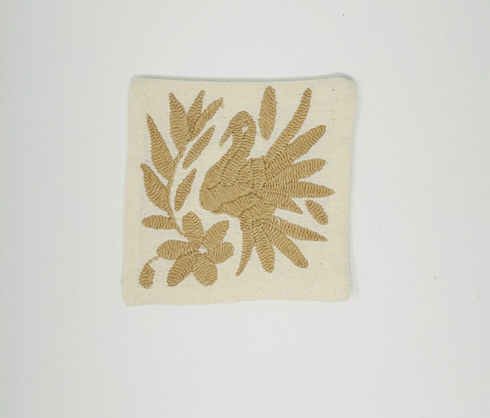 Set of 6 Animal Coasters | Boho Embroidery | Folk Art Mexican | Otomi Tan Craft Coasters from Tenango de Doria | One of a kind