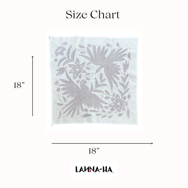 Mexican Tapestry Wall Art | Otomi embroidery pattern | Embroidered wall art | Boho Embroidery | Silver Kissing Birds from Tenango de Doria