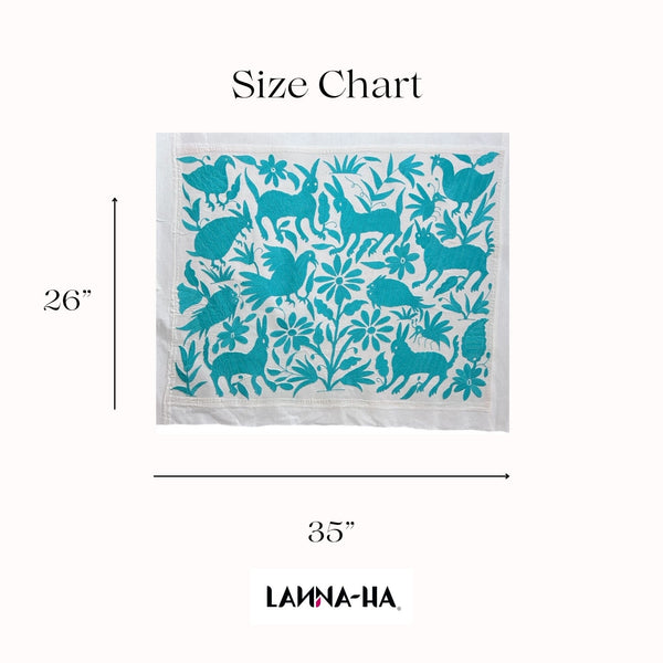 Otomi Embroidery Pattern | Boho Embroidery | Custom embroidery Art | Artistic Framing | Otomi Turquoise Garden from Tenango de Doria