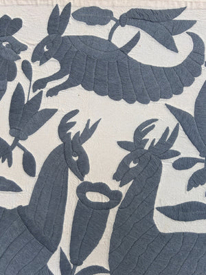Mexican Tapestry Wall Art | Boho Embroidery | Otomi Gloria Grey dreams | Otomi embroidery pattern | Custom Embroidery Art | Tenango de Doria
