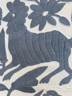 Mexican Tapestry Wall Art | Boho Embroidery | Otomi Gloria Grey dreams | Otomi embroidery pattern | Custom Embroidery Art | Tenango de Doria
