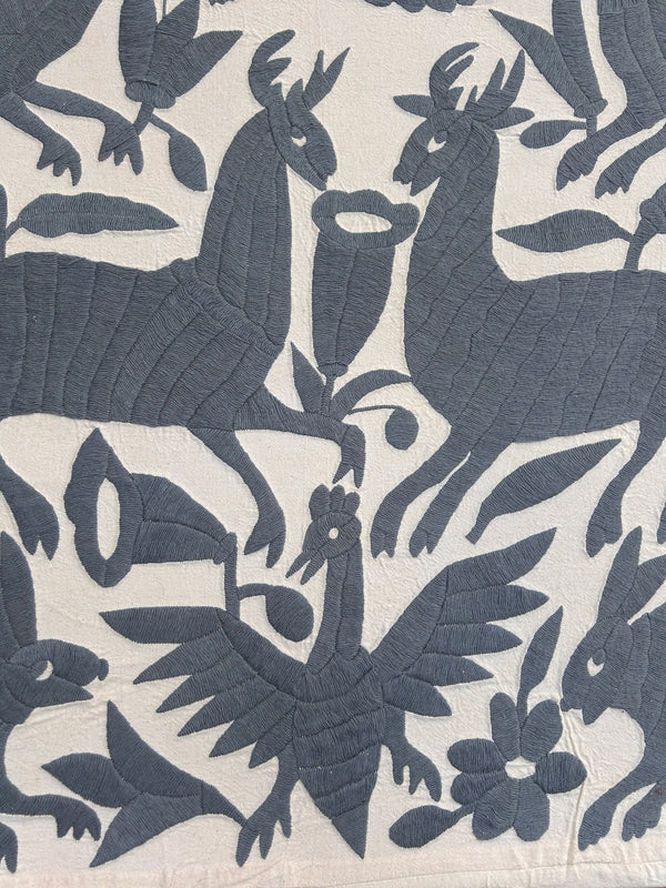 Mexican Tapestry Wall Art | Boho Embroidery | Otomi Gloria Grey dreams | Otomi embroidery pattern | Custom Embroidery Art | Tenango de Doria