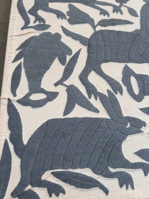 Mexican Tapestry Wall Art | Boho Embroidery | Otomi Gloria Grey dreams | Otomi embroidery pattern | Custom Embroidery Art | Tenango de Doria