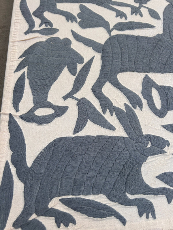 Mexican Tapestry Wall Art | Boho Embroidery | Otomi Gloria Grey dreams | Otomi embroidery pattern | Custom Embroidery Art | Tenango de Doria