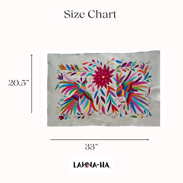 Medium Boho Wall Hanging | Boho Embroidery | Custom Frame | Gift for Art Lover | Otomi Rainbow Sky from Tenango de Doria