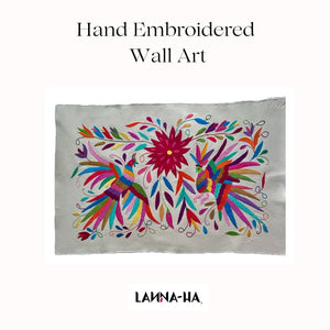 Medium Boho Wall Hanging | Boho Embroidery | Custom Frame | Gift for Art Lover | Otomi Rainbow Sky from Tenango de Doria